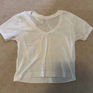 Z Supply White Cropped Short Sleeve Tee